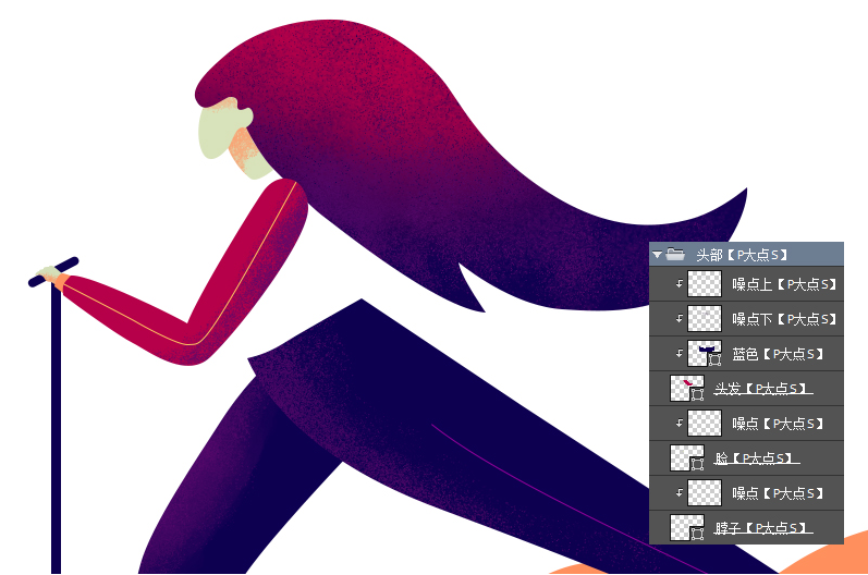 噪點插畫：用PS給滑板車人像添加噪點