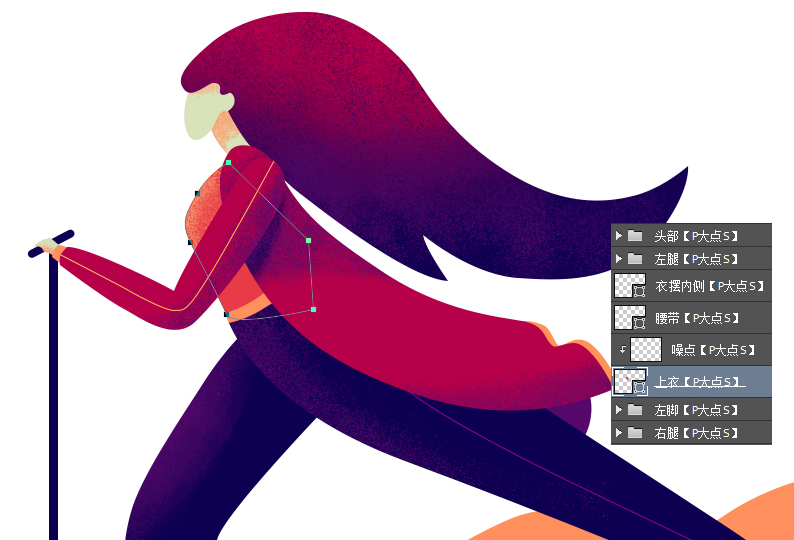 噪點插畫：用PS給滑板車人像添加噪點